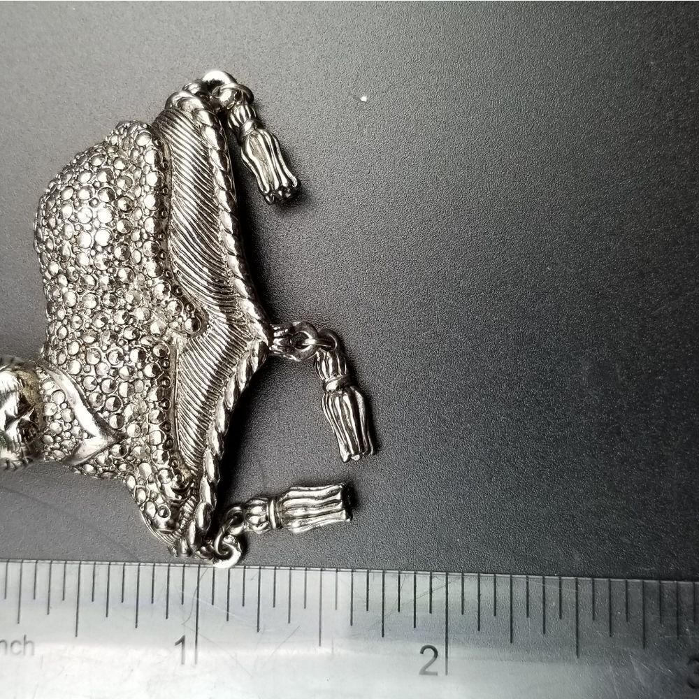 Rare! Silver Cat Emerald Green Stone Eyes Brooch. BR104 - Picture 4 of 5